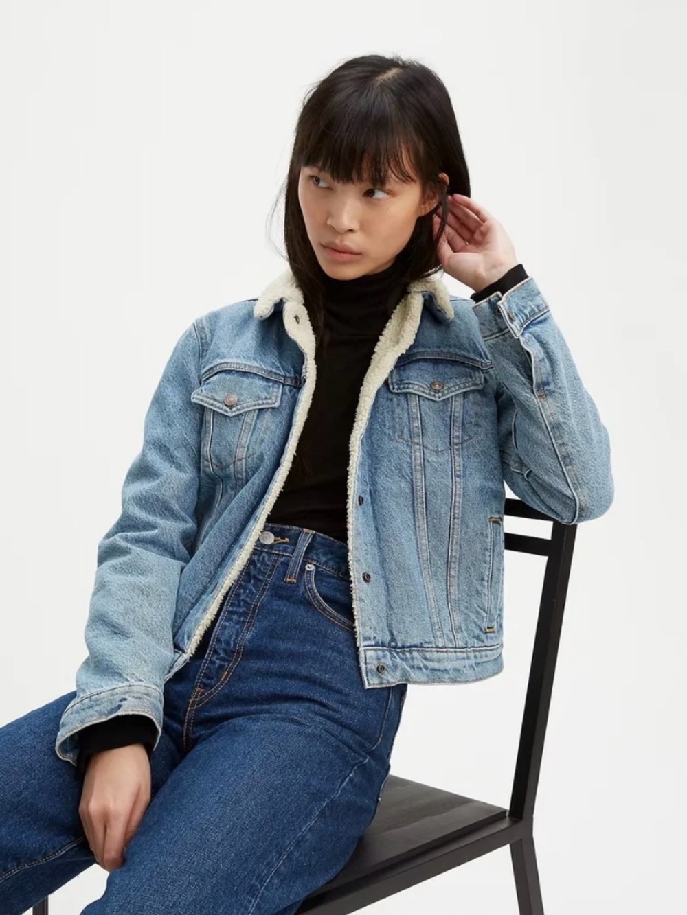 Levi's Cream Sherpa-Lined Jean Jacket